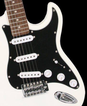 Crescent 39 Inch White Premium Electric Guitar with Accessories, Strap, Gig Bag, Extra Set of Strings, Amp Cord, Pitch Pipe Tuner and Picks