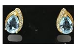 L'or A Plaqué la Baisse de Déchirure arabe Boucles d'oreille bleues saphir Bleues avec les Gemmes de Zircone Cubiques - Boucles d'oreille de Mode