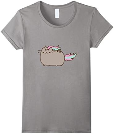 Women's The Rainbow Unicorn Funny Cat Shirts XL Slate