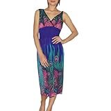 SILK COUTURE Womens Silk Flowing Gathered / Empire Waist Deep V Summer Tank Dress - Size:one size