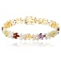 18k Yellow Gold Plated Sterling Silver Multi-Gemstone and Diamond Bracelet, 7.25"