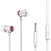 WOYING W8 Stereo Wired In-Ear Earbud Heavy Bass Headphone Headset 3.5mm Earphones with Mic for iPhone Samsung Smartpones and PC White