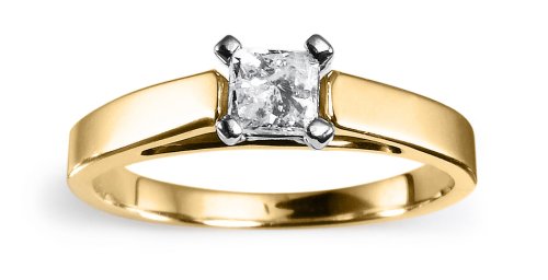 14k Yellow Gold Princess-Cut Diamond Solitaire Engagement Ring (1/2 ct, J-K Color, I3 Clarity)