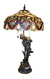 Palm Tree Tiffany Table Lamp Girl Vase Base