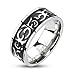 STR-0148 8mm 316L Stainless Steel Black IP Center Casted Tribal Band Ring Sz 9-14