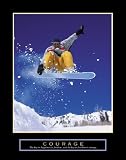Courage Snowboard Motivational Poster Inspirational Art Print