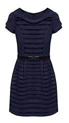 Organza/Polyester Shift Summer Striped Print Belted Bodycon Dress/Tunic 