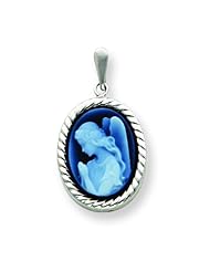 14K White Gold Guardian Angel Cameo Pendant Jewelry |B