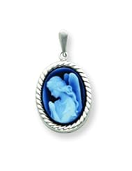 14K White Gold Guardian Angel Cameo Pendant Jewelry /B