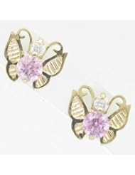 Kids 14K solid gold earrings fancy stud hoop huggie ball fashion dangle swa...
