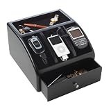 Wood Charger Station Valet- Black