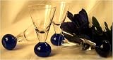 Crystal Glass Martini/Brandi Set of 4 - Cobalt Blue