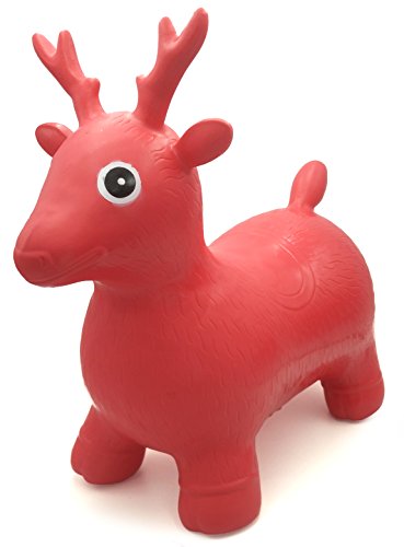 VIAHART Red Deer Hopper, Pump Included, Inflatable Jumping Space Hopper Hopping Hoppity Hippity Hop Ride-on Bouncy Animal for Kids