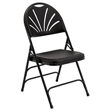 National Public Seating 1100 Series Steel Frame Polyfold Fan Back Double Hinge Folding Chair with Triple Brace, 480 lbs Capacity, Black (Carton of 4)