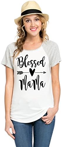 BLESSED MAMA - GRAPHIC SPORTY ROUND NECK T-SHIRTS
