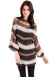 Lumiere Deconstructed Knit Striped Sweater in Brown and Off White