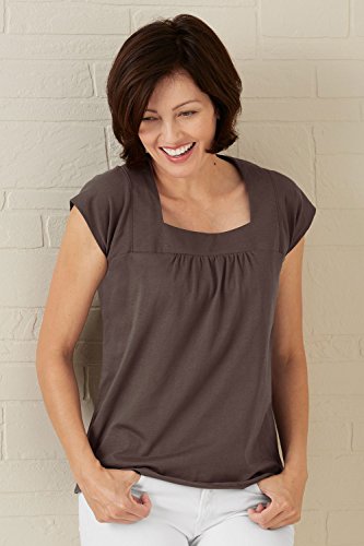 Fair Indigo Fair Trade Organic Square Neck Cap Sleeve Tee
