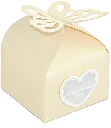 Mingshengyao Gift Butterfly Cardboard Box for Weddings Color Cream Pack Of 50pcs