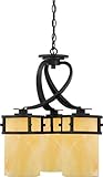 Quoizel KY5103IB Kyle 22-Inch 3-Lights Dinette Chandelier with Butterscotch Marble Shade, Imperial Bronze