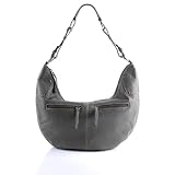 Besace HOBO sac port&eacute; &eacute;paule BOHO Gris, sign&eacute; BACCINI - en cuir