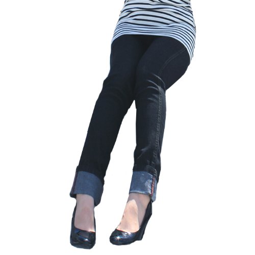 超美脚 デニムレギンスパンツ ロールアップ[裾ステッチ]