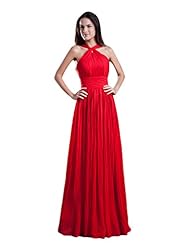 A-line Floor Length Chiffon Natural   Waistline Lace Crinkled Sleeveless High-Neck Bridesmaid Dress 