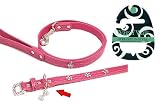 (Wag'n'Walk) Designer Diamante Pink Flower Dog Collar (Large)