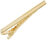 Tie Clip Mens Big Vintage Ribbed Gold Tone Bar Clip Clasp 2 3/8"