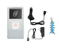 Flip Ultra HD Video Camcorder Silicone Skin Case (Clear/White) + Home/Travel Charger + Car Charger + Fishbone Style Keychain