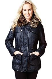 Petite Pure Cotton Faux Fur Hooded Waxy Coat