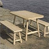 Outdoor Living : Old Adirondack 13231 Whitehall Table with 2 Benches 132, 131(2)