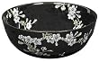 Asian Design Tableware Dishes - 11" Japaneae Plum Blossoms on Black Porcelain Pottery Fruit Bowl