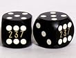 15mm Precision Backgammon Dice, Opaque Black, Serial #
