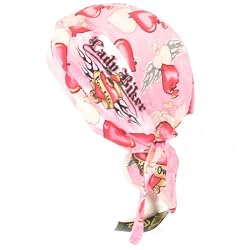 New Pink "Lady for Life" Sewn - Fitted Molded Bandana Bandanna, Biker Skull Hat Cap, Head Scarf