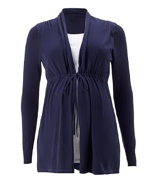 Maternity 2 in 1 Navy and White Cardigan plus Blouse