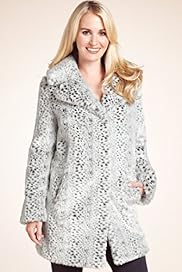 Petite Snow Leopard Print Faux Fur Coat