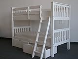 Bunk Bed Twin over Twin Mission style in White with 2 Under Bed Drawers
