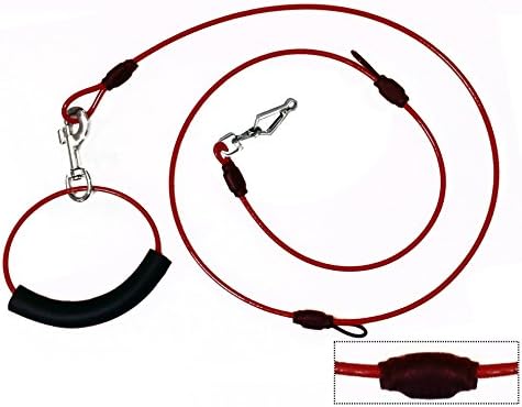 Best Heavy Duty Dog Leash for Puppies and Large Dogs - 2-6 Ft Adjustable Length, Comfort Grip Handle (Cable, 6 ft, Red)