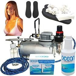 Complete Professional Turbo Tan Airbrush Sunless Tanning System with a Pint of 8.5% DHA Solution with Medium Bronzer, 4 Solution Variety Pack (1 Pint Total), and Accessories