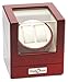 Diplomat Cherry Wood Double Watch Winder with Off-White Leather Interior