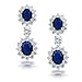 Vintage Art Deco Style Crown Halo Oval Cubic Zirconia Simulated Blue Sapphire AAA CZ Fashion Formal Dangle Drop Earrings For Women For Prom Bridesmaid Wedding Silver Plated