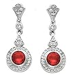 14K White Gold Chatham Created Ruby and Diamond Earrings