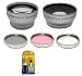 all inclusive lens WIDE ANGLE W/MACRO LENS +2X TELEPHOTO +3 PC. FILTER KIT For JVC GZ...