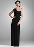 David's Bridal Long Mesh Evening Dress with 3D Floral Detail Style 8420Z200