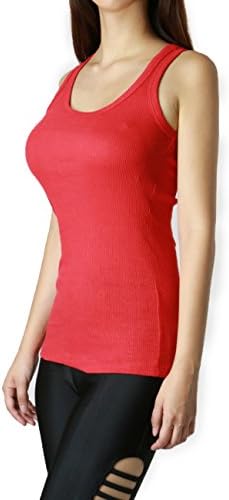 Women's Comfortable Basic Ribbed Tank Top (SMALL, RED-TT200)