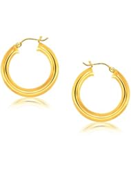 14K Yellow Gold Polished Hoop Earrings (30 mm)