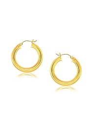 14K Yellow Gold Polished Hoop Earrings (30 mm)