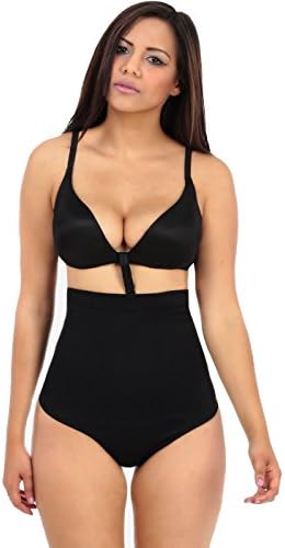 High Waisted Shapewear Thong with Bra Strap Black-2XL/3XL