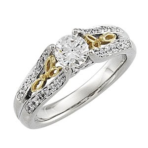 14 Karat Yellow and White Gold Celtic Semi-Set Diamond Engagement Ring Cheap
