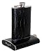 Brizard & Co. Croco Pattern Black Leather Stainless Steel 8oz Hip Flask